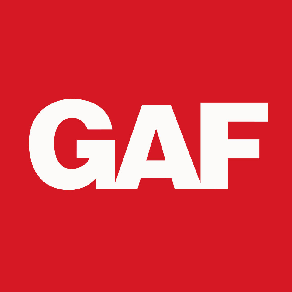 GAF logo – roofing and waterproofing materials supplier for single family and multifamily construction