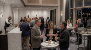 business professionals at a welcome reception / networking event